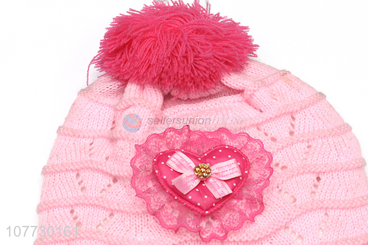Recent products kids winter hat with earflaps children pompom beanies