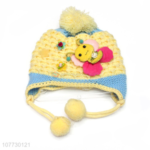 Most popular cartoon animal children winter acrylic knitting hat with earflaps