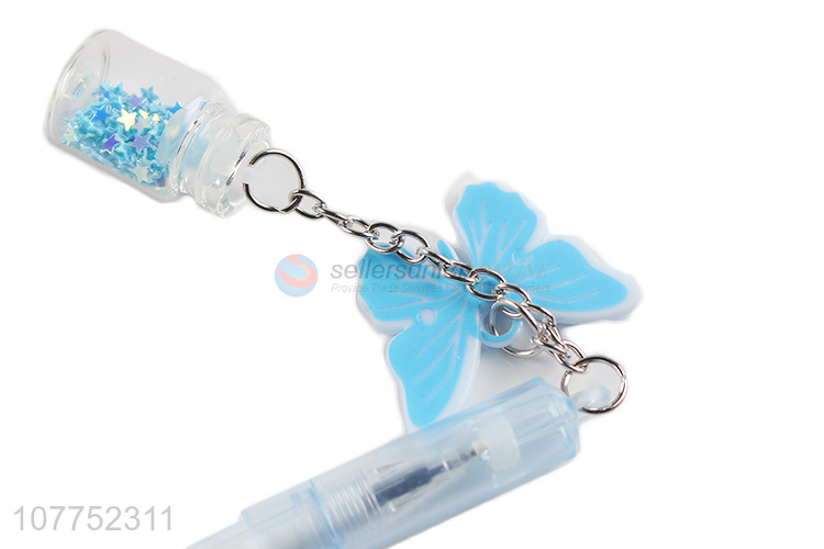 High quality butterfly pendant gel ink pen lovely sequin gel pens