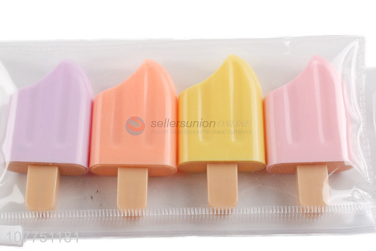 Good quality 4 colors popsicle shape highlighter pens fluorescent pens