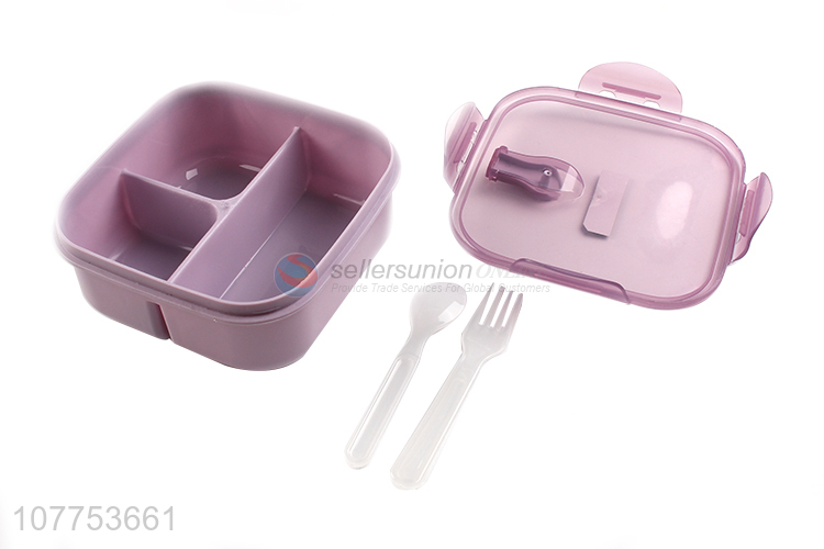 Top Quality Plastic Separate Lunch Box With Spoon And Fork Set