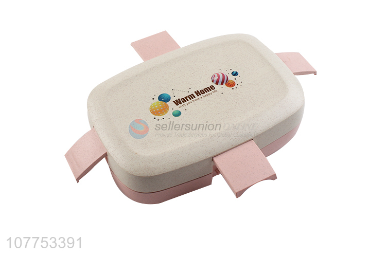 Good Quality Two Layers Lunch Box With Plastic Spoon And Fork