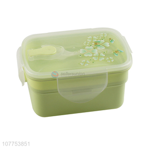 Good Quality Two Layers Lunch Box With Plastic Spoon Set