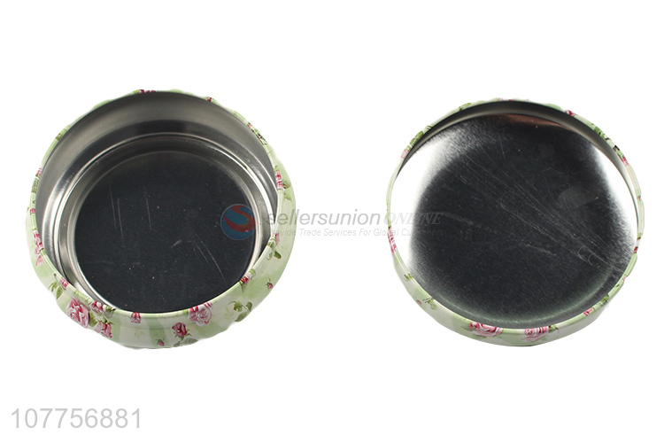 New Design Flower Pattern Round Tin Can Storage Box