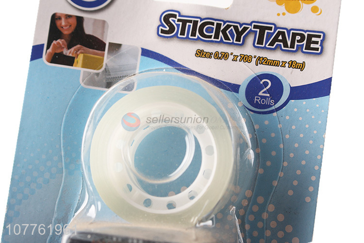 Popular Students Stationery 2 Rolls Sticky Tape With Tape Dispenser Set