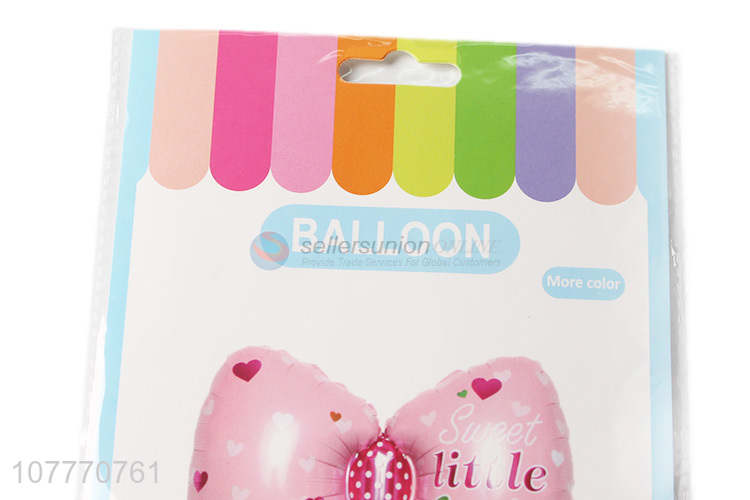 Top quality bowknot shape decoration balloon with heart pattern