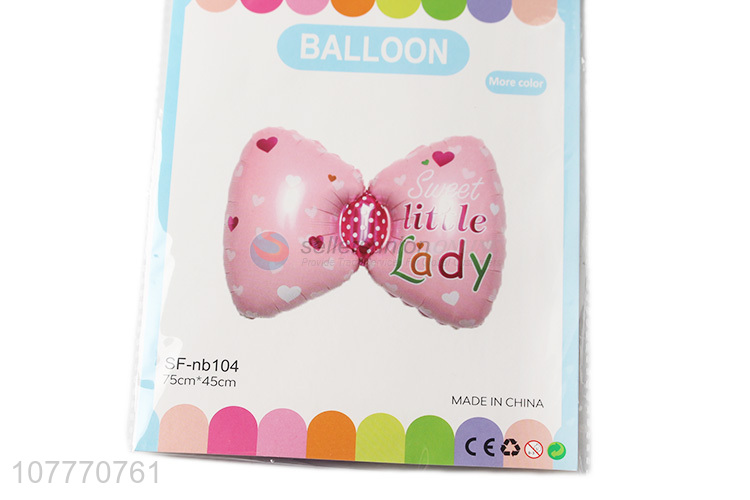 Top quality bowknot shape decoration balloon with heart pattern