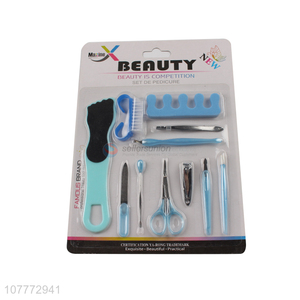 New arrival 11 pieces beauty manicure set nail file cutin pusher set