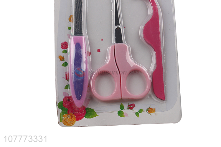 Wholesale 3 pieces beauty manicure set nail file nose scissors set