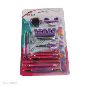 Factory price 14 pieces beauty manicure set nail cutter ear pick set