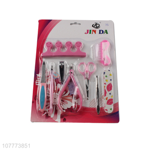 Factory price 9 pieces manicure pedicure set nail cutter toe cleaning brush set