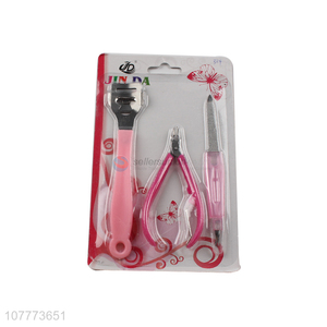 Promotional 3 pieces manicure pedicure set callus scraper cuticle scissors set