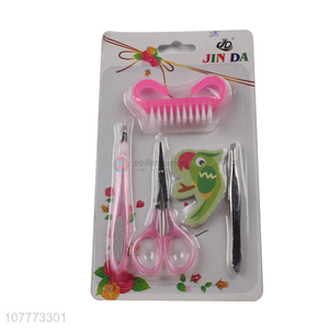 Promotional 5 pieces beauty manicure set nail scissors toe cleaning brush set