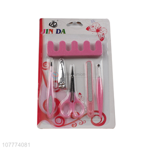 Factory price 6 pieces beauty manicure set nail clipper ear pick set