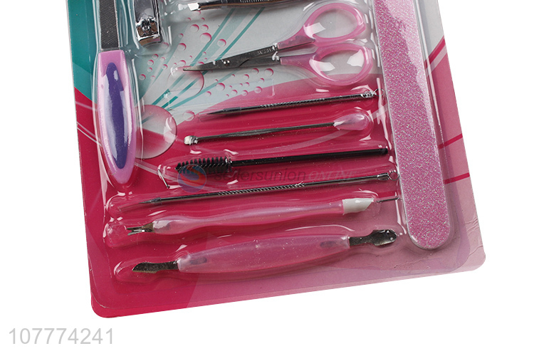 New arrival 14 pieces beauty manicure set nail file eyebrow tweezers set