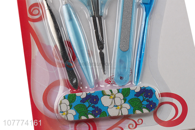 Hot selling 6 pieces beauty manicure set nail file ear pick set