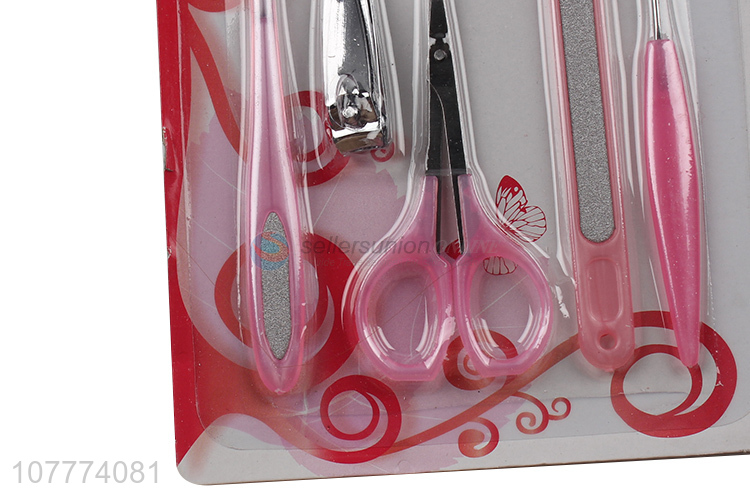 Factory price 6 pieces beauty manicure set nail clipper ear pick set