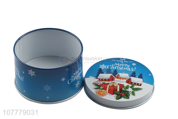 Custom Christmas Printing Round Tin Can Case Packing Box