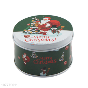 Hot Sale Christmas Decoration Round Tin Can Storage Case