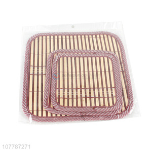 Wholesale bamboo home dining mat and heat insulation pad three-piece set