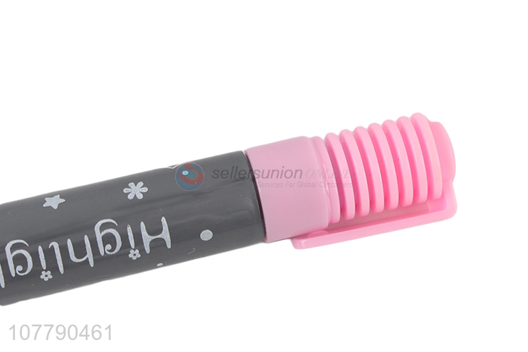 Popular Bright Color Highlighter Pen Fashion Fluorescent Pen