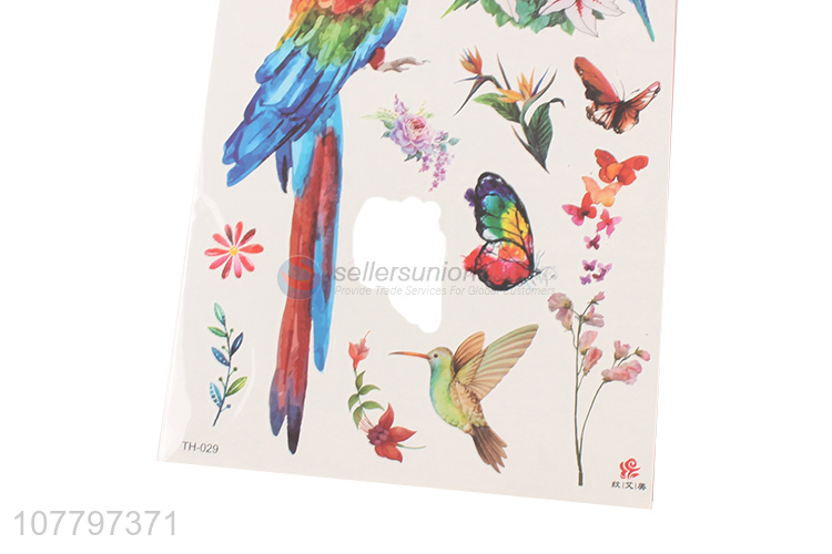High quality colourful body tattoo sticker with birds pattern