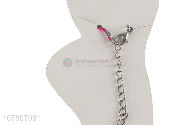 Wholesale pink handmade anklet with tassels