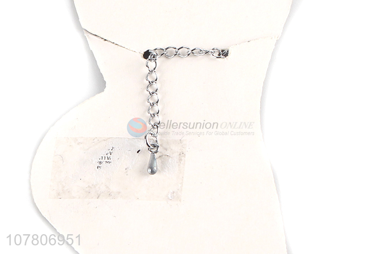 China wholesale red diamond silver bead chain ladies anklet