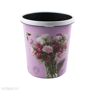 Most popular plastic flower pattern trash bin for sale