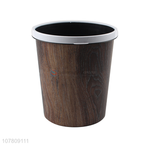 New arrival wooden pattern plastic trash bin for household