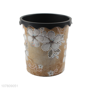 Wholesale cheap price flower pattern trash bin