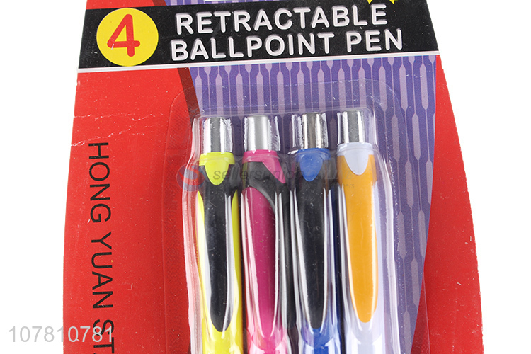 China manufacturer 4 pieces retractable plastic ball pen set