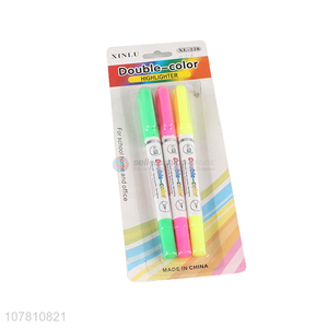 Hot selling bicolor highlighters <em>marking</em> <em>pen</em> for office school