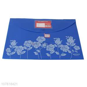 Unique design blue rose printing plastic file bag