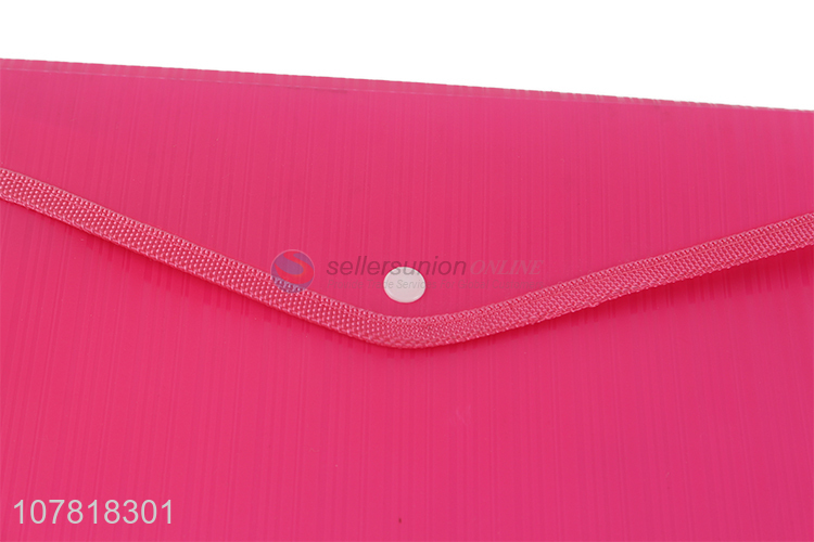 High quality rose red snap button plastic document case