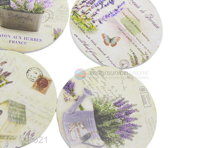 Online wholesale water absorbent lavender pattern mdf cup coasters