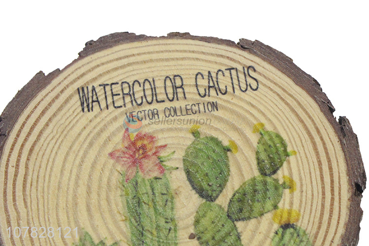 High quality catcus pattern mdf cup pad wooden cup coasters