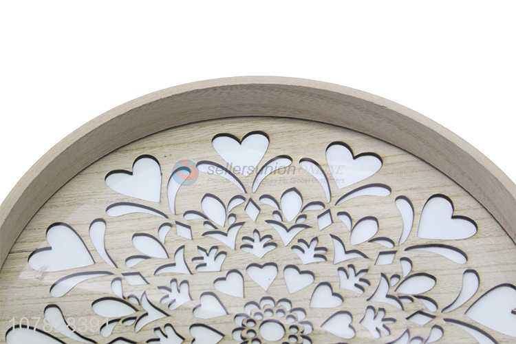 High quality laser cut round glass serving tray for fruit and vegetables