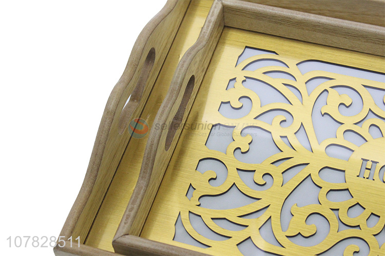 Wholesale laser cut rectangular glass serving trays with handles