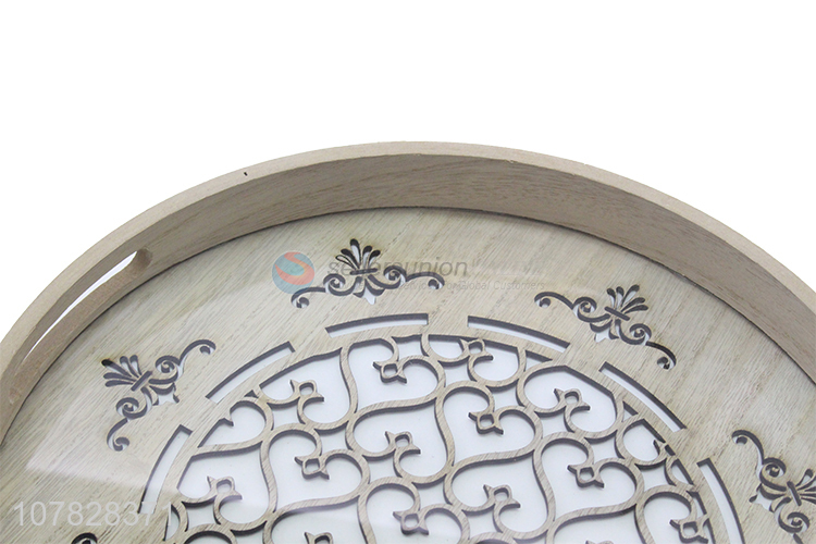 China manufacturer antique decorative laser cut round glass serving tray