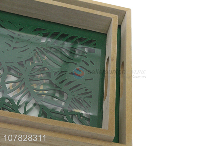 New arrival laser cut rectangular glass serving tray glass storage tray