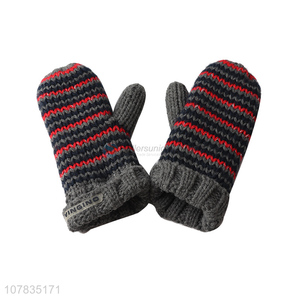 Online wholesasle fleece lined knitting gloves children winter gloves