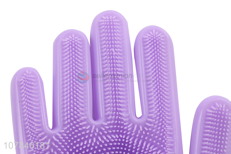 High quality purple silicone universal dishwashing gloves