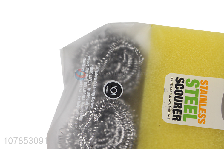 China factory durable stainless steel wire sponge scourer set