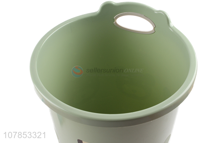 Creative design green cartoon plastic trash can