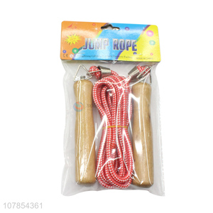 Wholesale gym fitness sports product adjustable jump rope with wooden handle