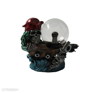 Customized resin pirate figurine static plasma ball lamp for decoration