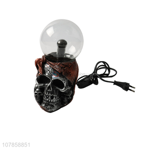 Wholesale Halloween resin skull figurine static plasma ball lamp