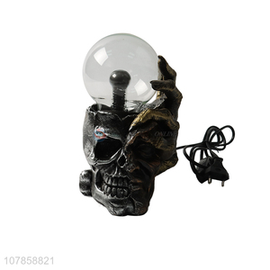 Wholesale desktop ornament resin skull statue static plasma ball lamp