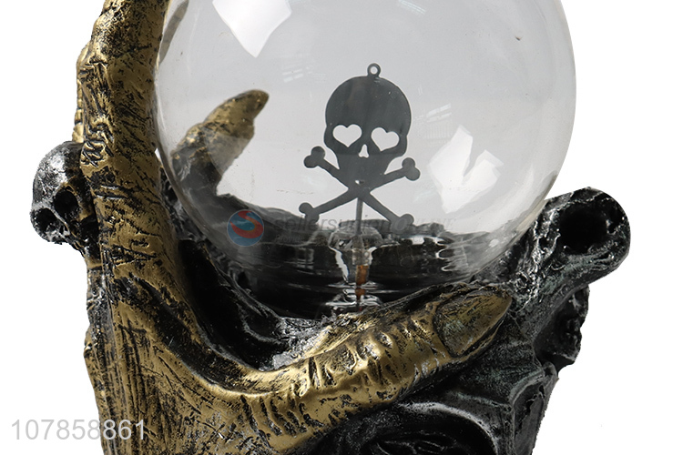 Good quality Halloween resin skull statue static plasma ball lamp